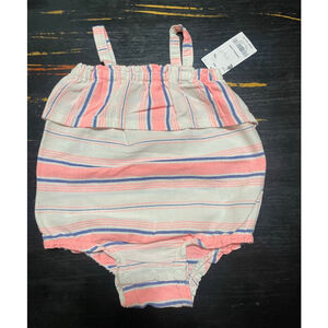 Baby Carter's White Pink Blue Striped Bodysuit 9 Months